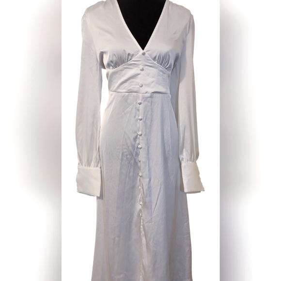 Cider Satin Faux Button Down Slip Maxi Dress - Picture 11 of 13